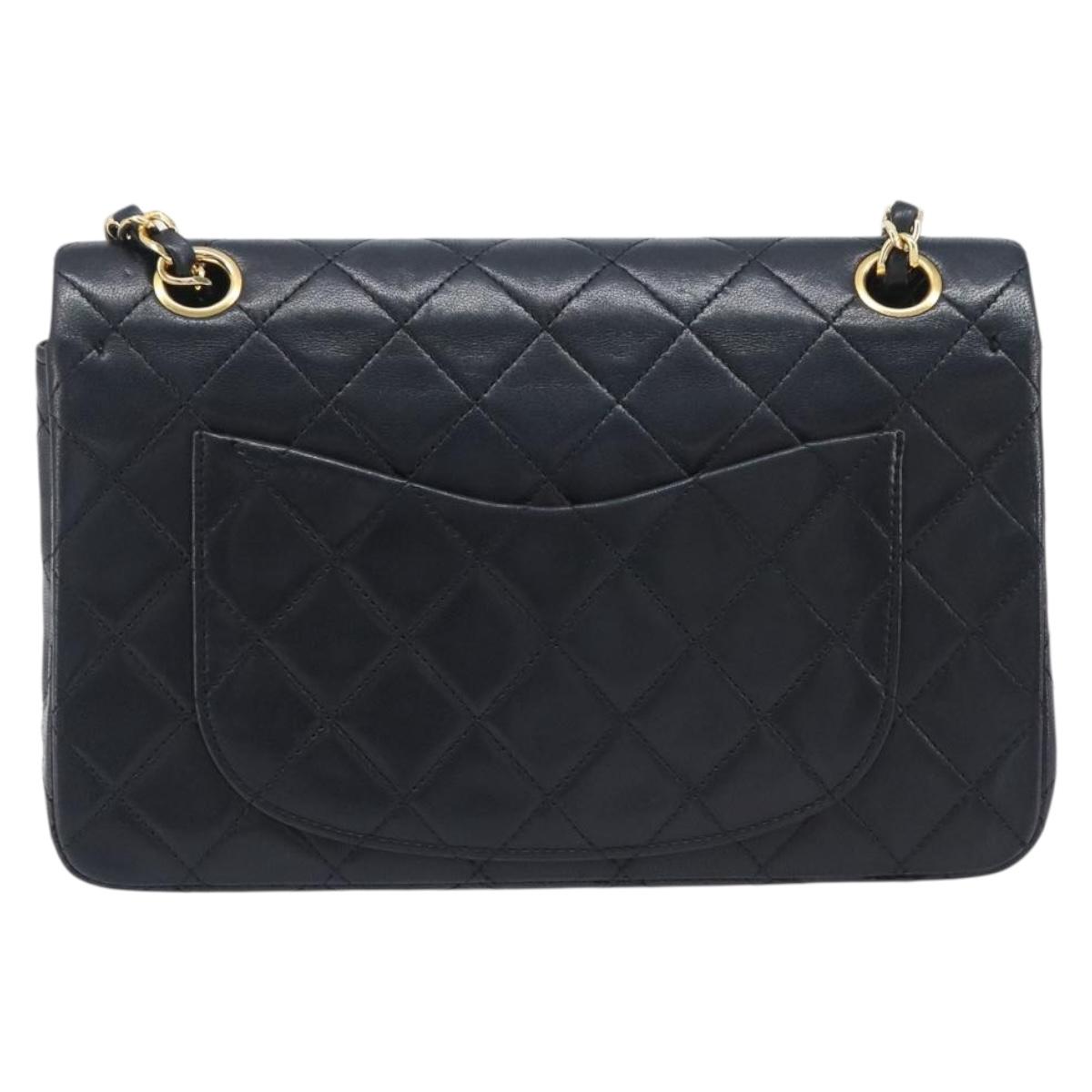 CHANEL Matelasse23 Chain Shoulder Bag Lamb Skin Black Gold CC Auth 214092SAM