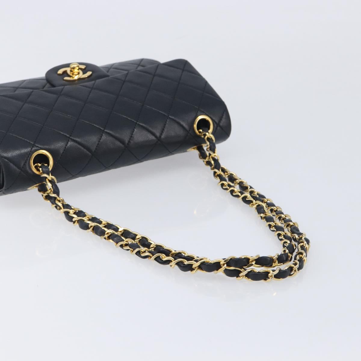 CHANEL Matelasse23 Chain Shoulder Bag Lamb Skin Black Gold CC Auth 214092SAM