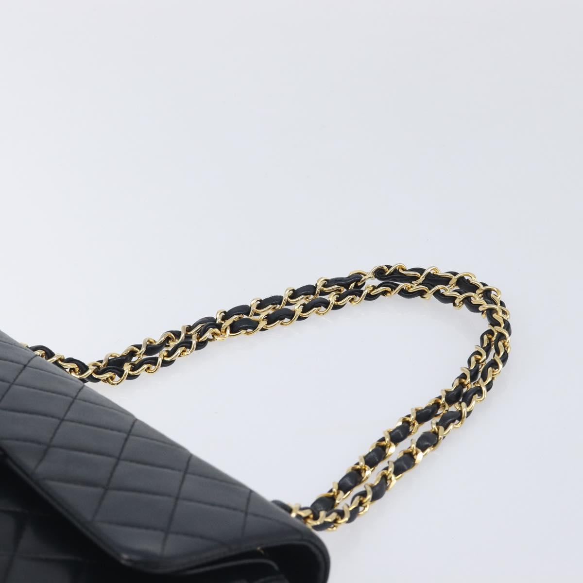CHANEL Matelasse23 Chain Shoulder Bag Lamb Skin Black Gold CC Auth 214092SAM