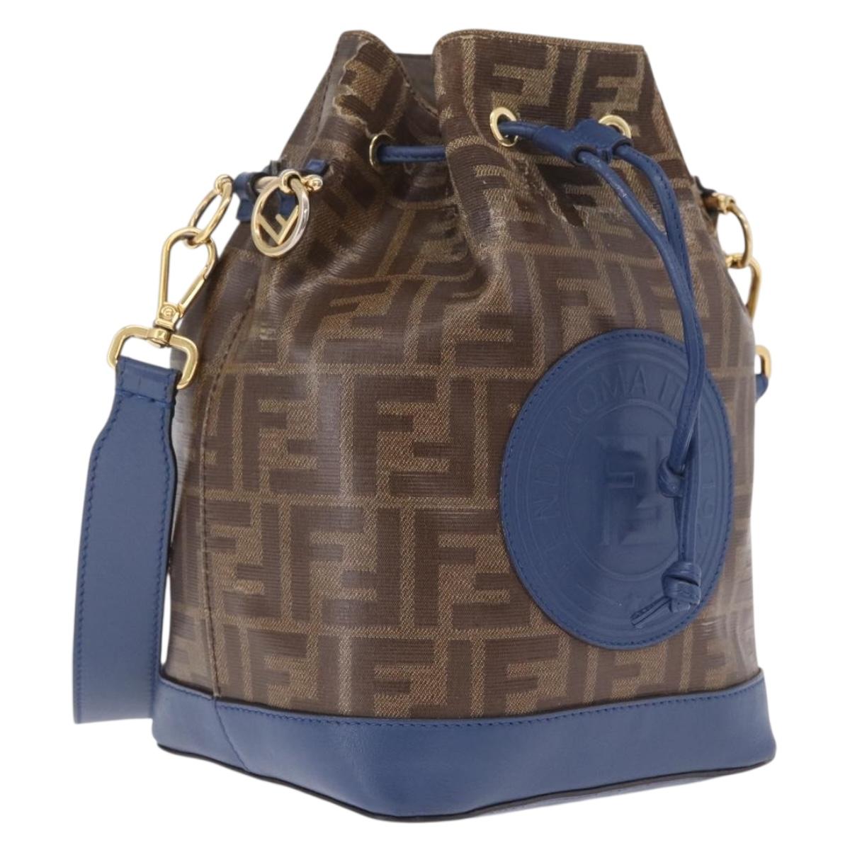 FENDI Zucca Canvas Montrezor Bag Coated Canvas Black Brown A5KC 198 Auth 214094