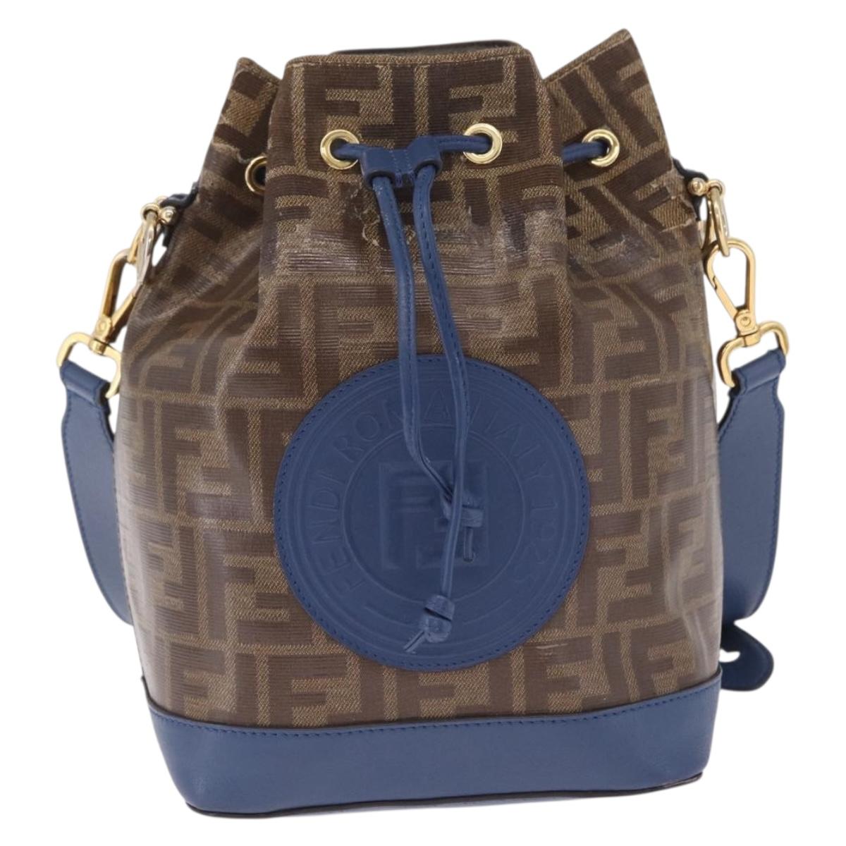 FENDI Zucca Canvas Montrezor Bag Coated Canvas Black Brown A5KC 198 Auth 214094