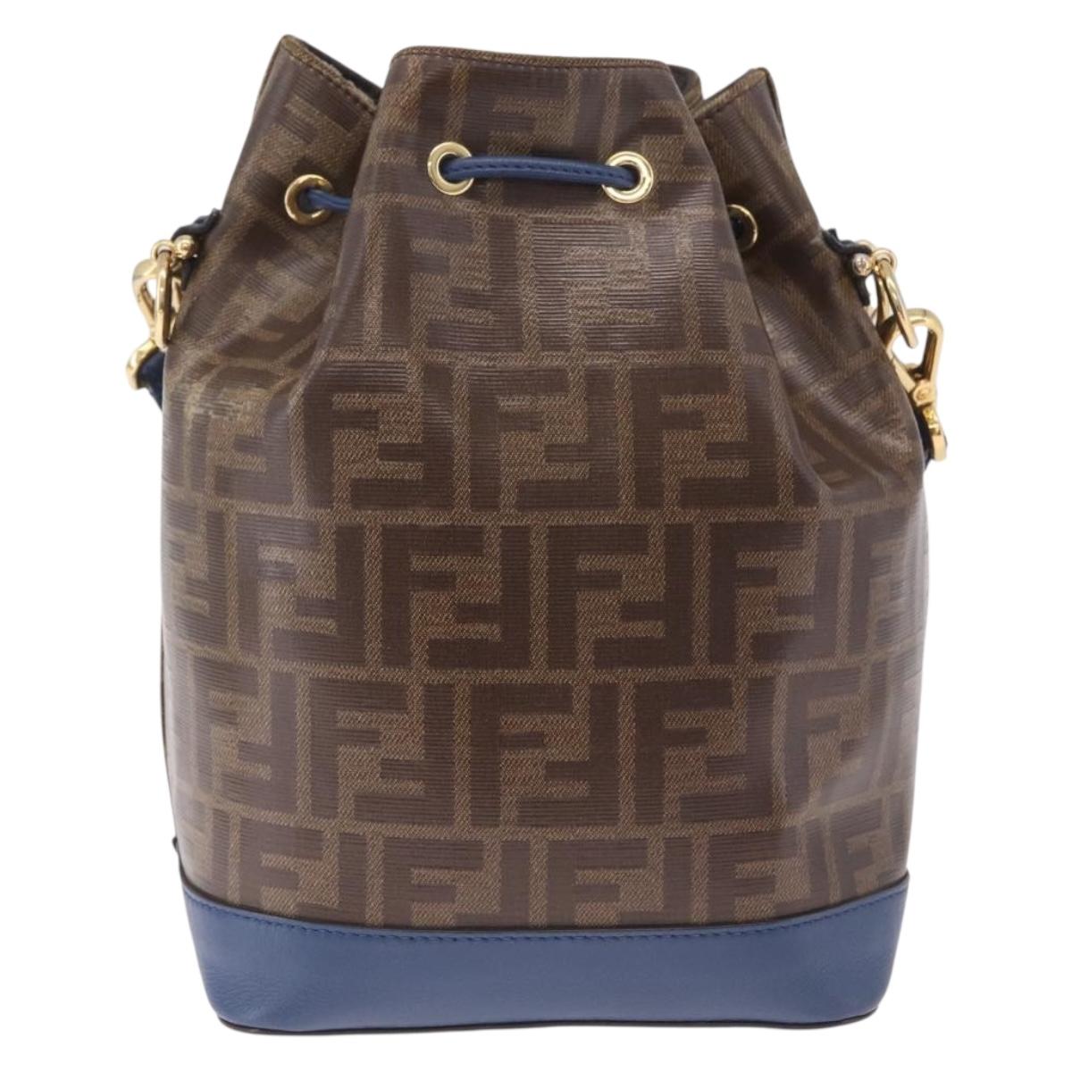 FENDI Zucca Canvas Montrezor Bag Coated Canvas Black Brown A5KC 198 Auth 214094