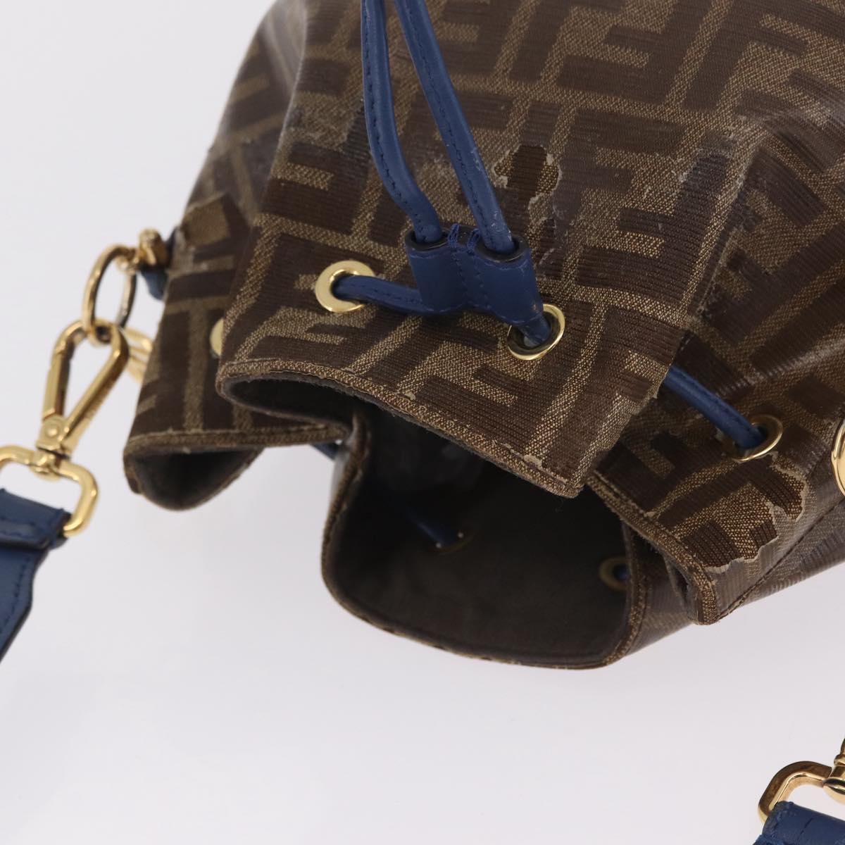 FENDI Zucca Canvas Montrezor Bag Coated Canvas Black Brown A5KC 198 Auth 214094