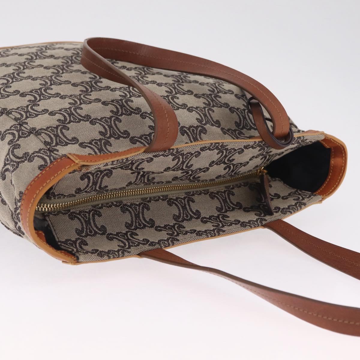 CELINE Paris Macadam Canvas Tote Bag Navy Gold Auth 214096A