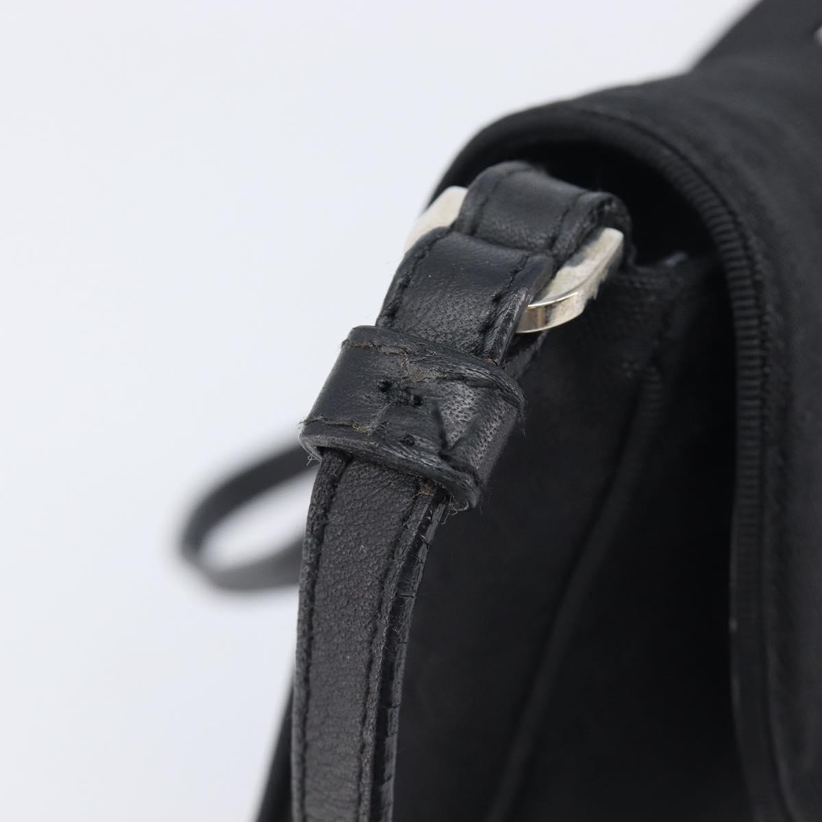 Christian Dior Trotter Canvas Shoulder Bag Nylon Black Silver Auth 214101V