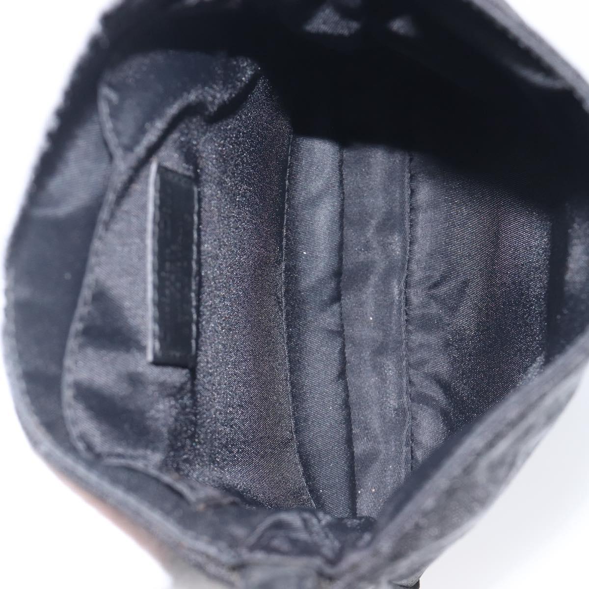 Christian Dior Trotter Canvas Shoulder Bag Nylon Black Silver Auth 214101V