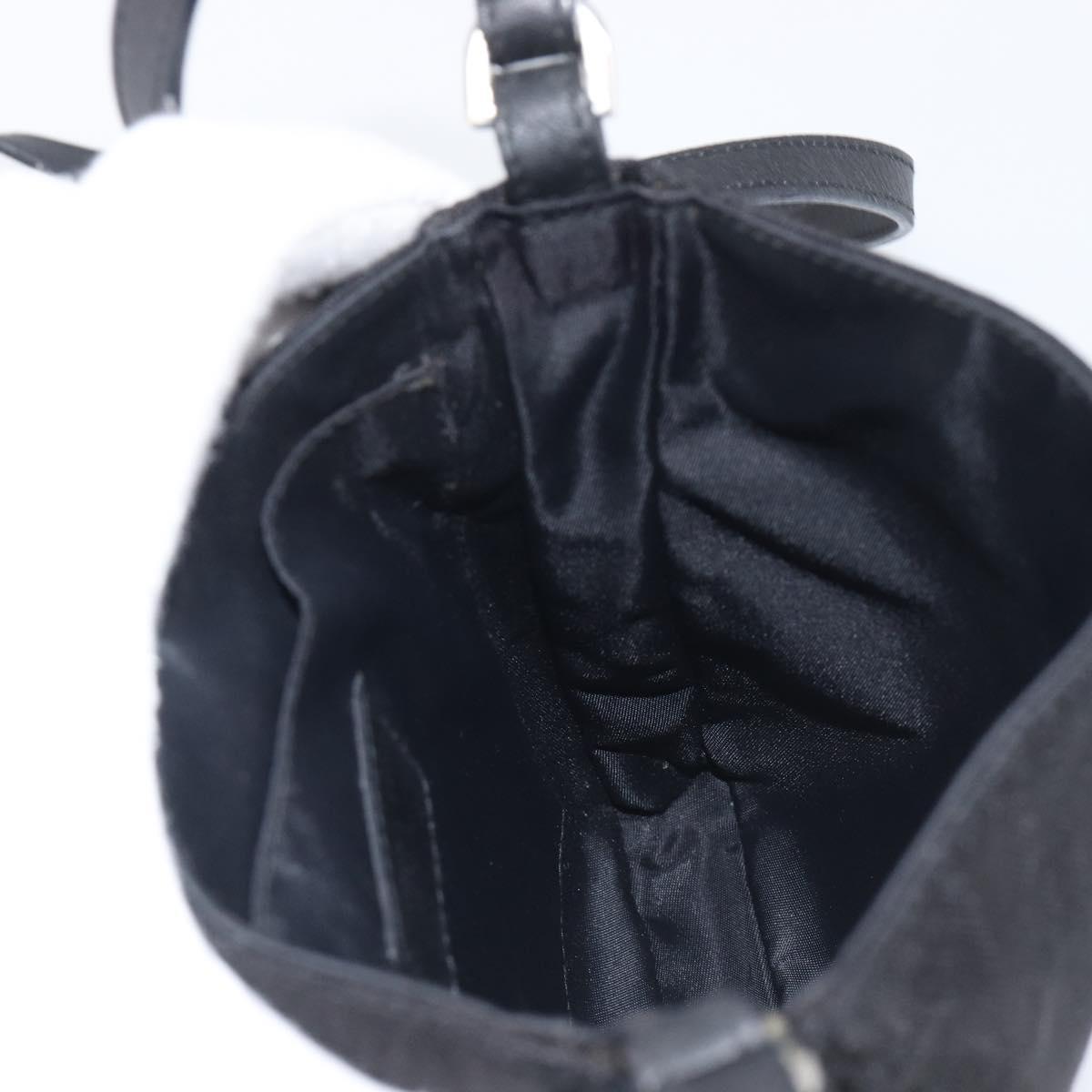 Christian Dior Trotter Canvas Shoulder Bag Nylon Black Silver Auth 214101V
