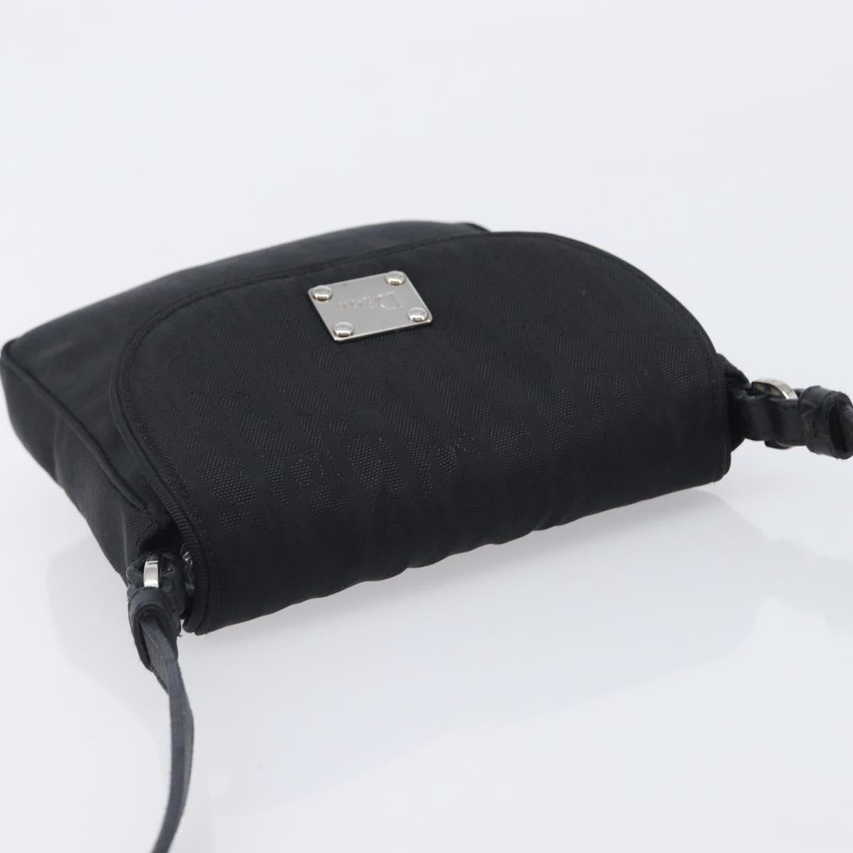 Christian Dior Trotter Canvas Shoulder Bag Nylon Black Silver Auth 214101V