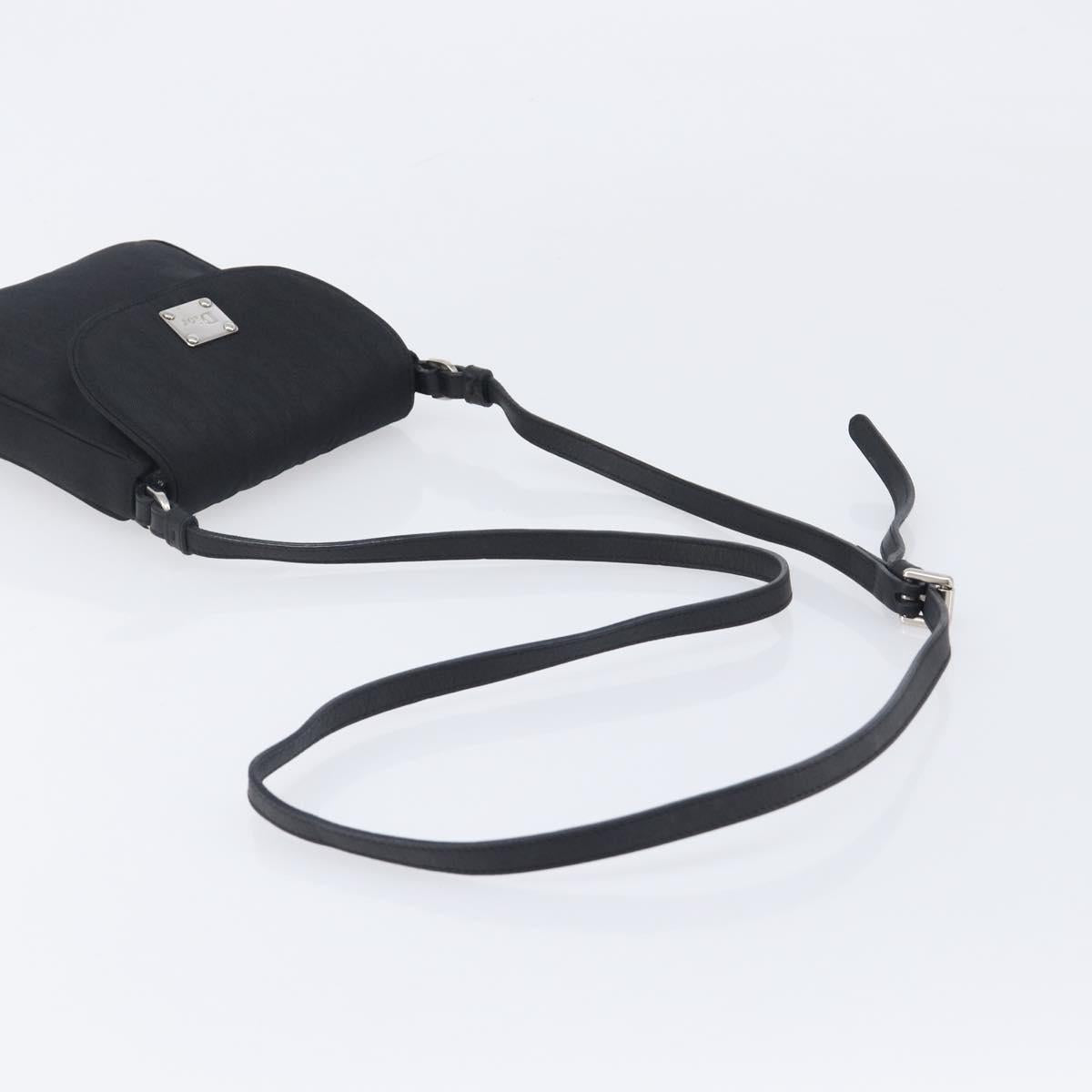 Christian Dior Trotter Canvas Shoulder Bag Nylon Black Silver Auth 214101V