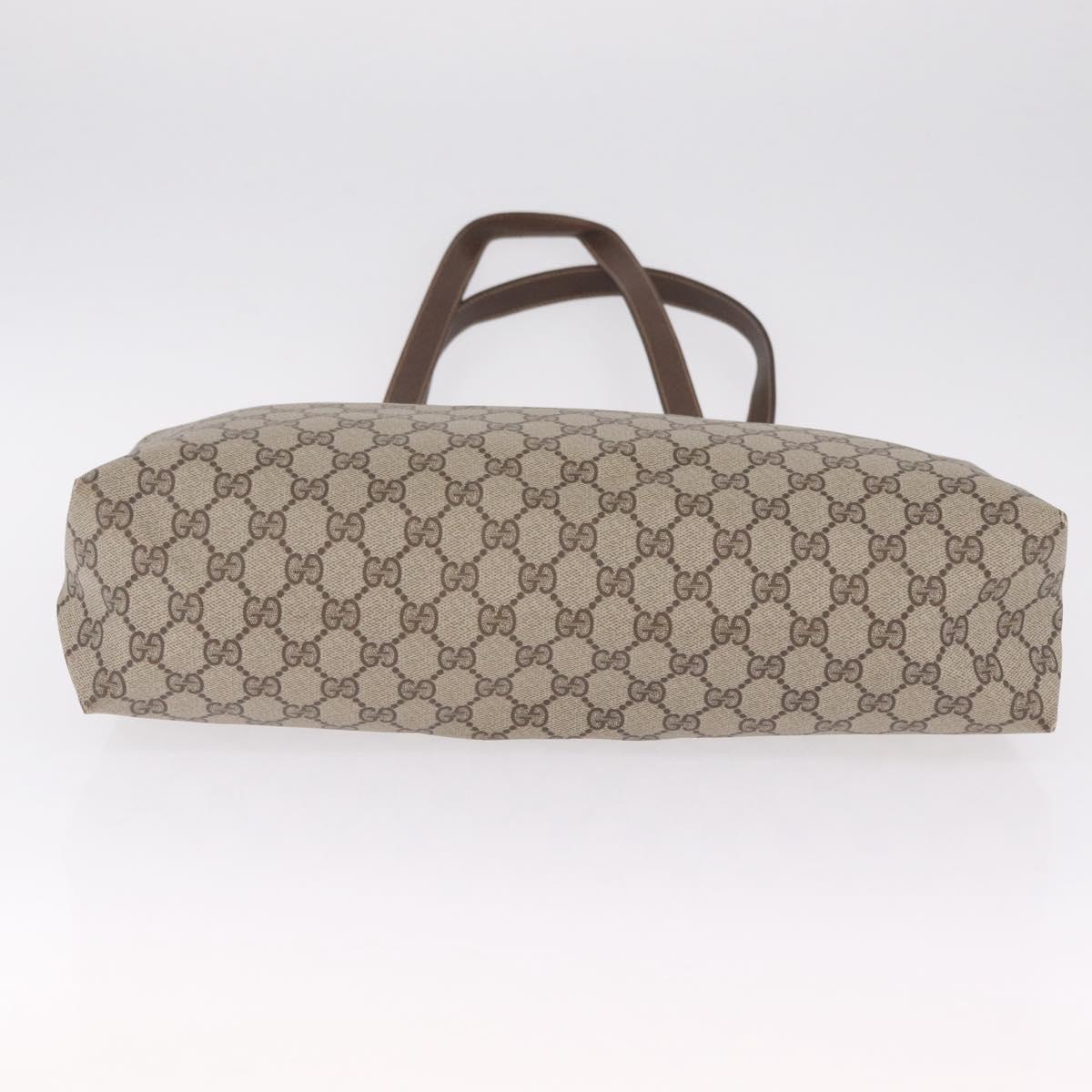 GUCCI GG Supreme Web Sherry Line Tote Bag PVC Beige Gold 39 02 091 Auth 214112A