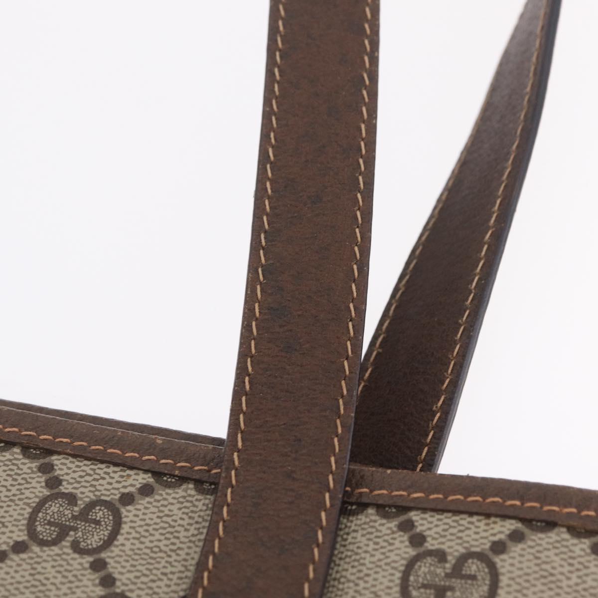 GUCCI GG Supreme Web Sherry Line Tote Bag PVC Beige Gold 39 02 091 Auth 214112A