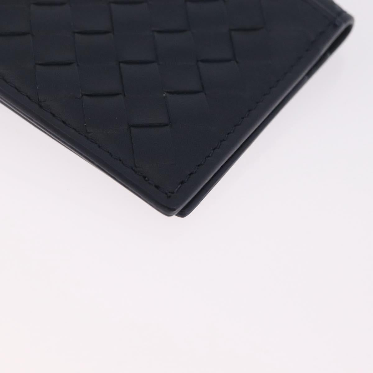 Bottega Veneta INTRECCIATO Card Case Leather Navy Auth 214117M