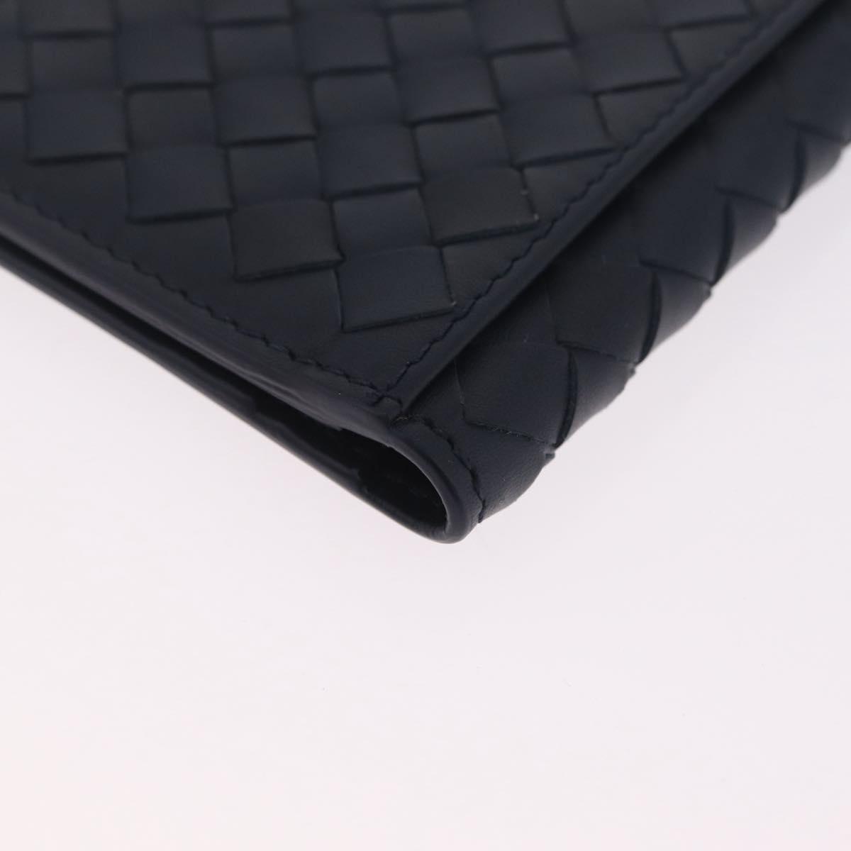 Bottega Veneta INTRECCIATO Card Case Leather Navy Auth 214117M