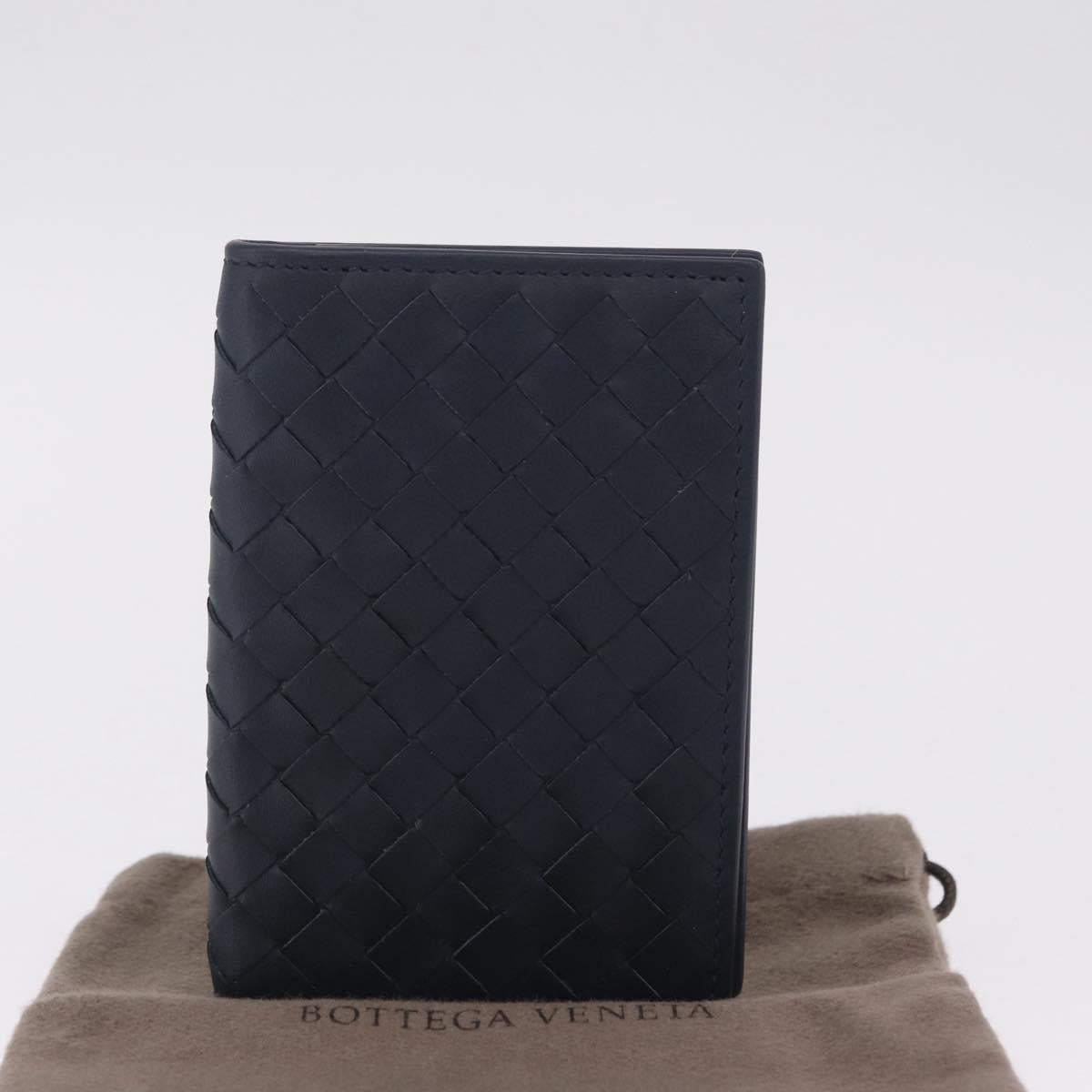 Bottega Veneta INTRECCIATO Card Case Leather Navy Auth 214117M