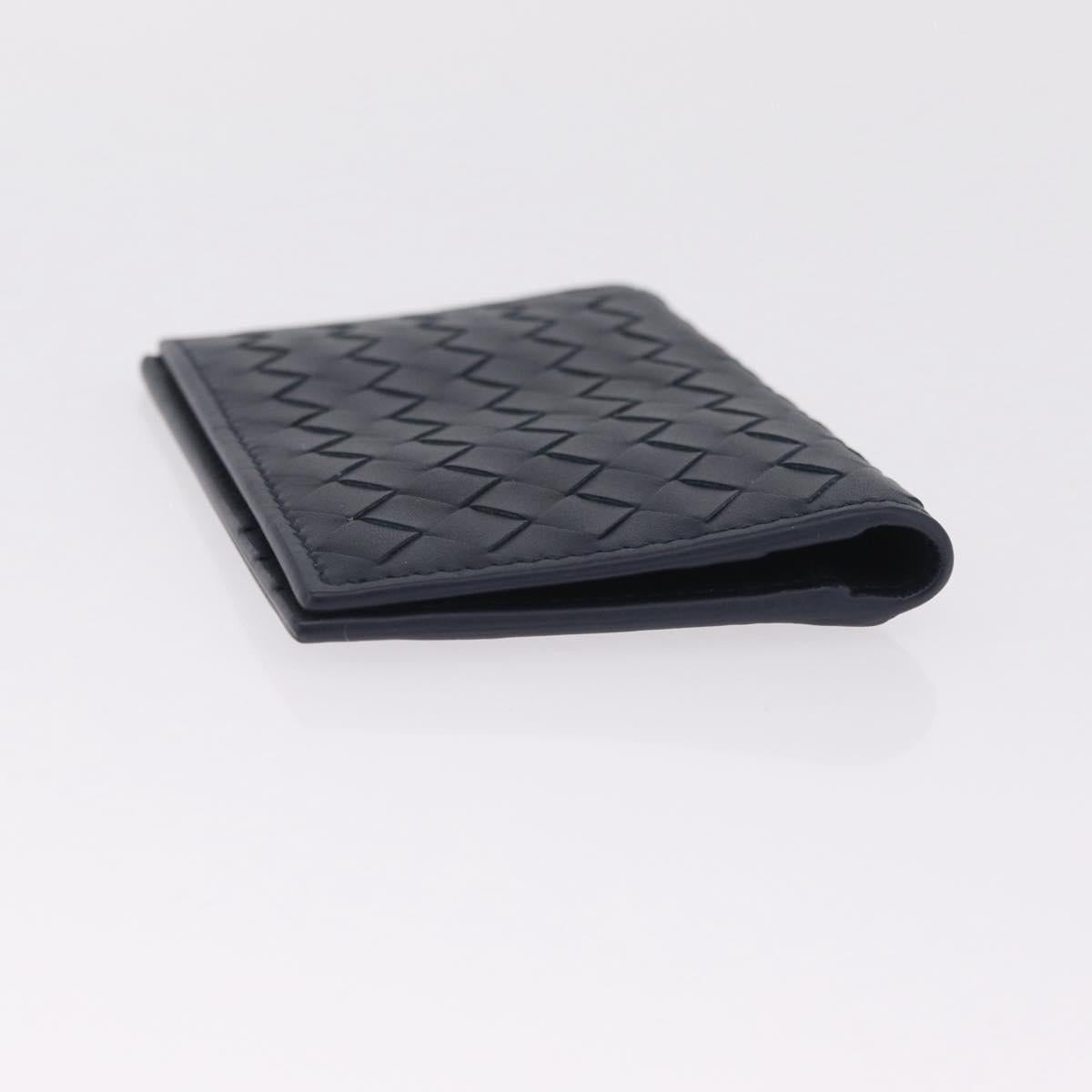 Bottega Veneta INTRECCIATO Card Case Leather Navy Auth 214117M
