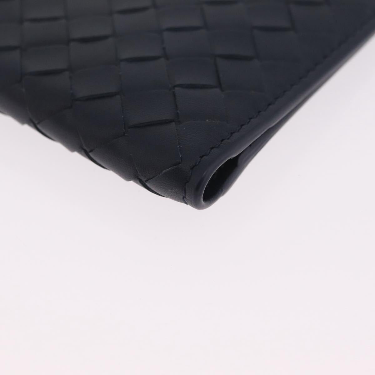 Bottega Veneta INTRECCIATO Card Case Leather Navy Auth 214117M