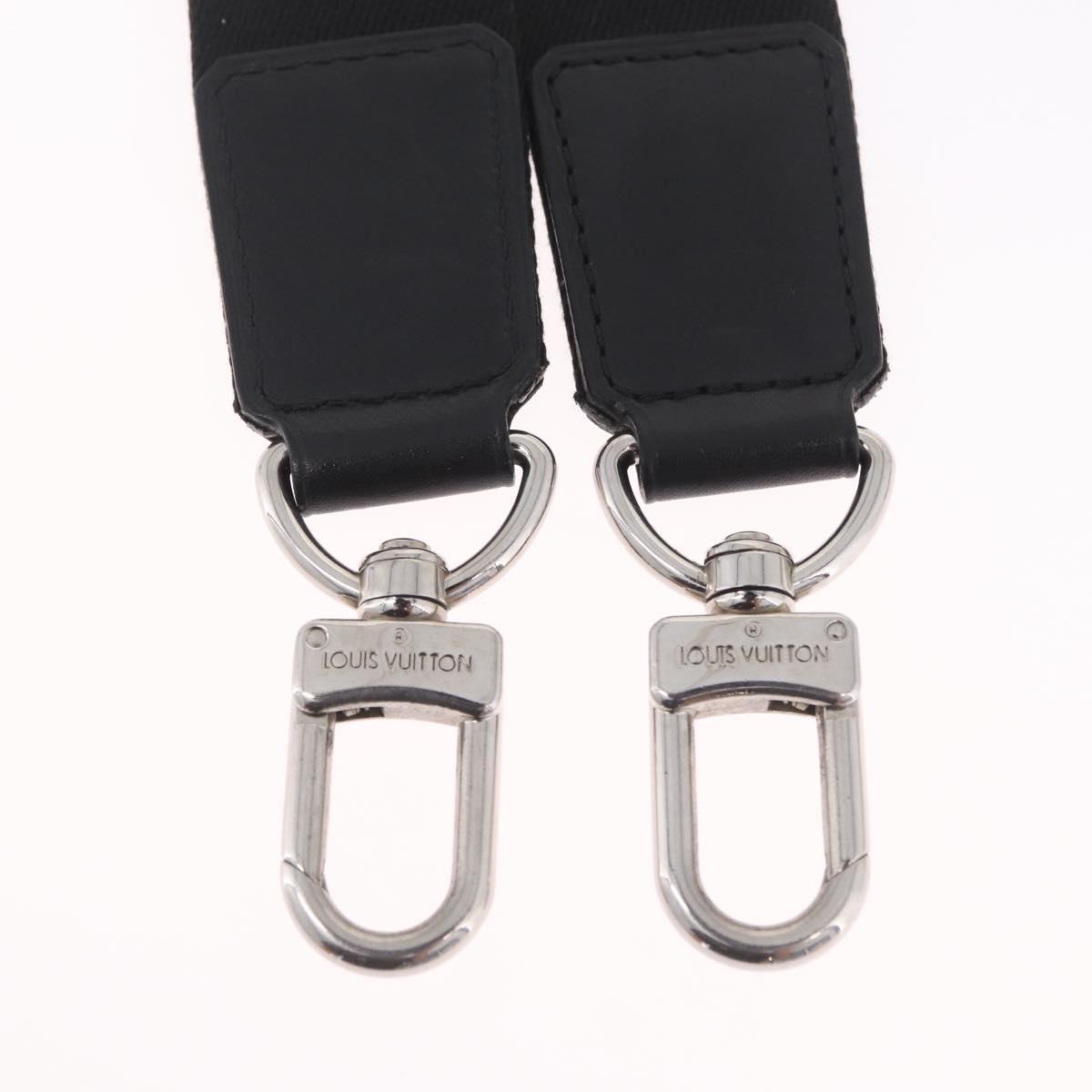 LOUIS VUITTON Tadao Shoulder Strap Canvas Black Silver LV Auth 214127V