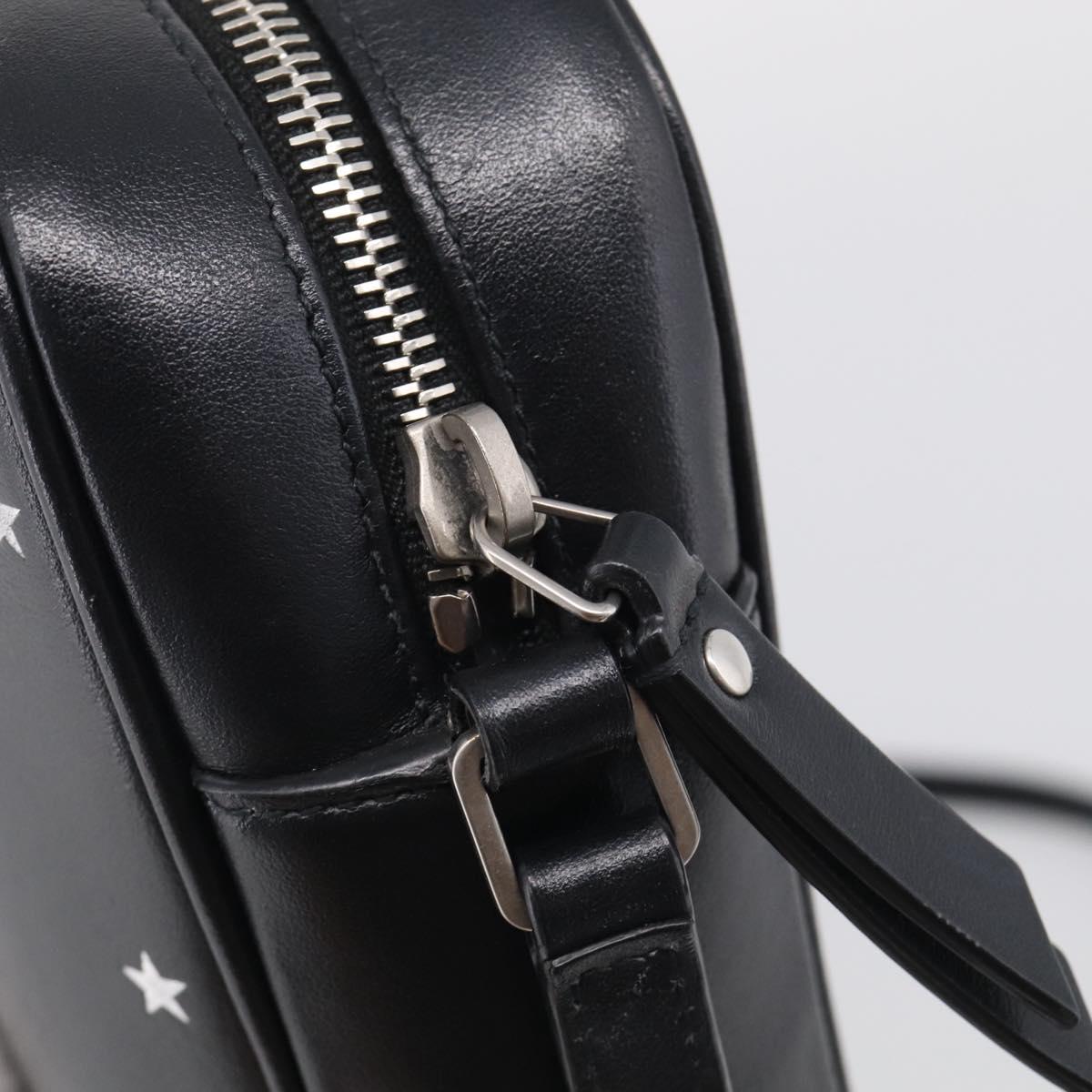 Saint Laurent Roux Shoulder Bag Leather Black Silver Auth 214232V