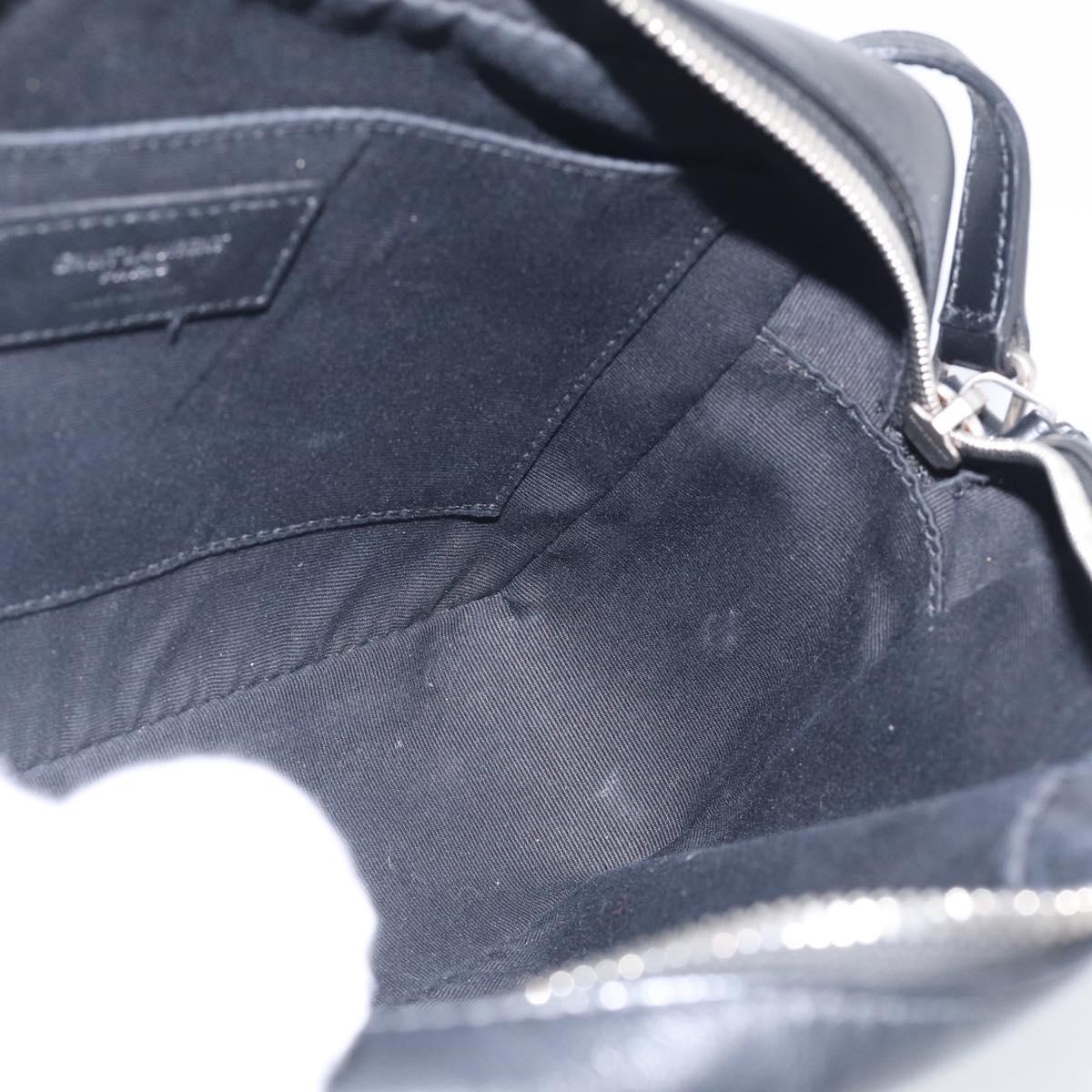 Saint Laurent Roux Shoulder Bag Leather Black Silver Auth 214232V