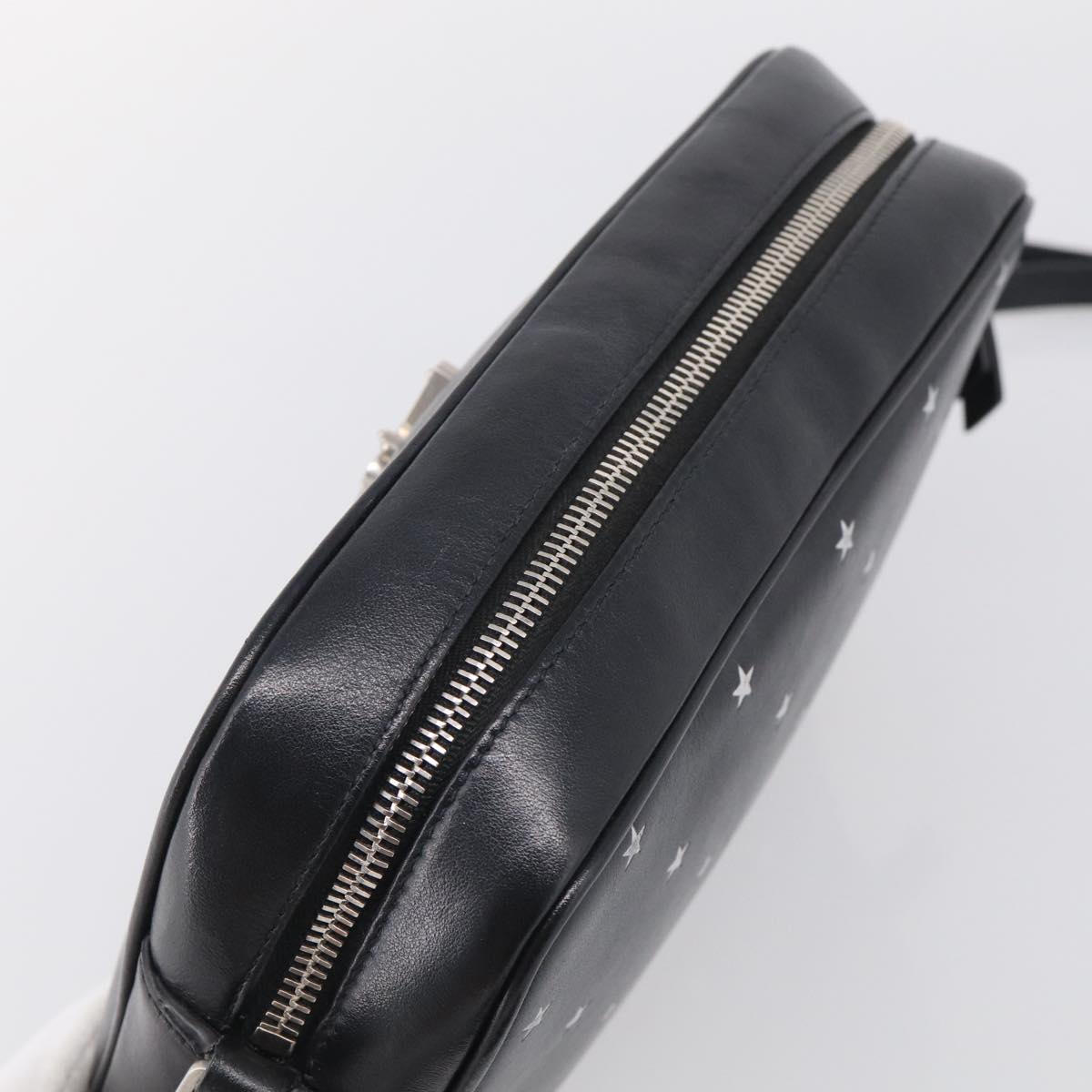 Saint Laurent Roux Shoulder Bag Leather Black Silver Auth 214232V