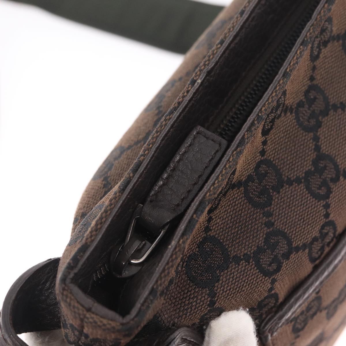 GUCCI GG Canvas Shoulder Bag Outlet Brown Silver Auth 214238V