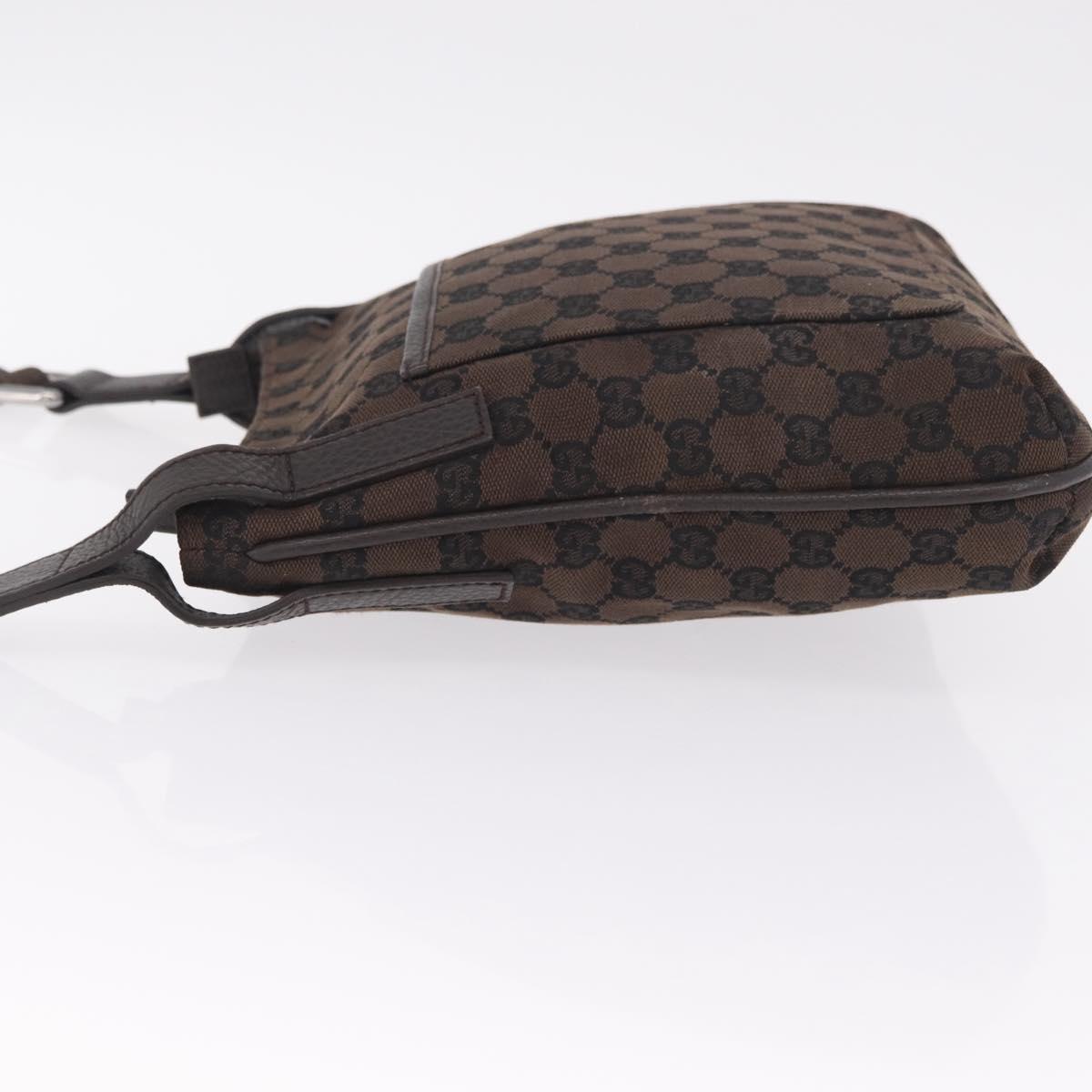 GUCCI GG Canvas Shoulder Bag Outlet Brown Silver Auth 214238V