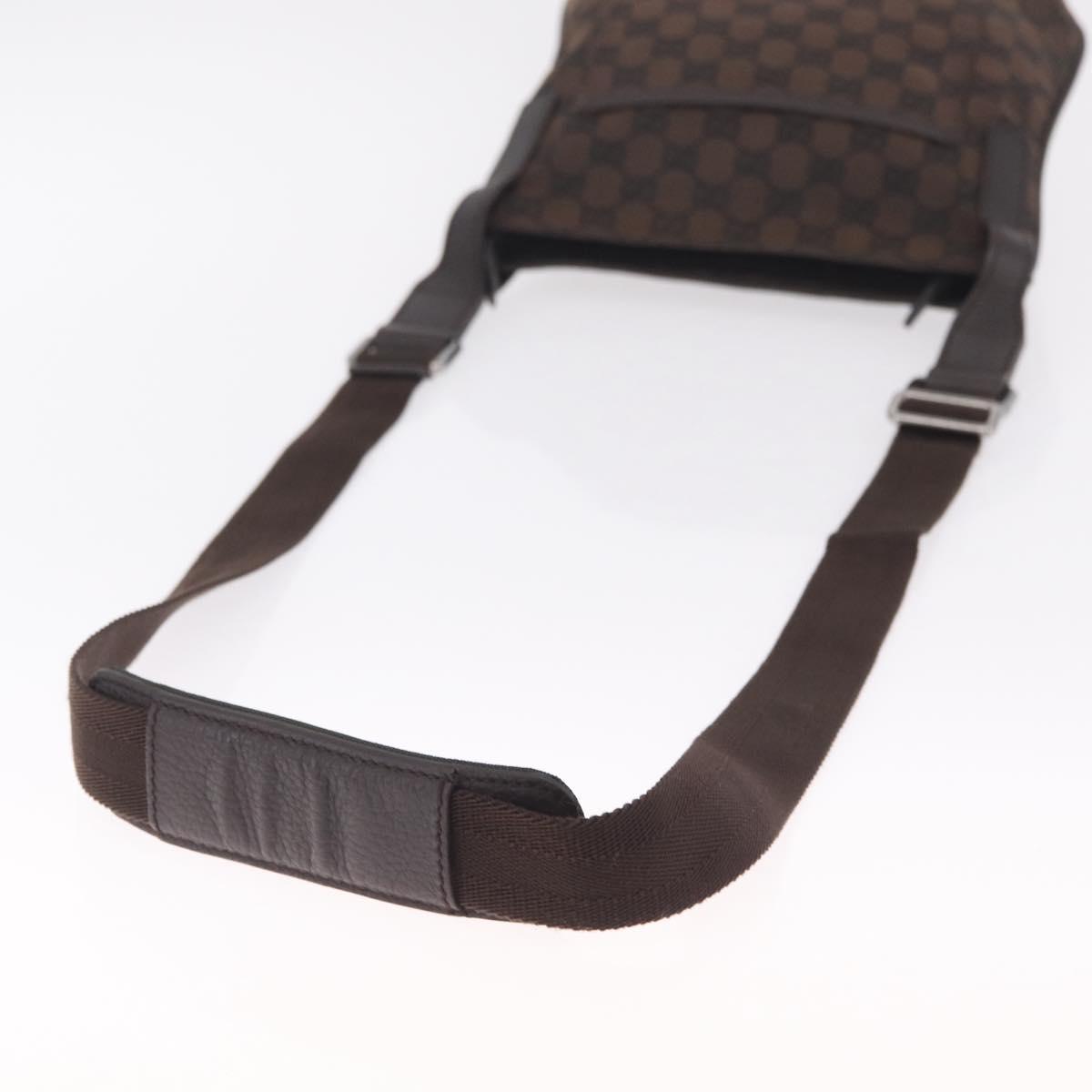 GUCCI GG Canvas Shoulder Bag Outlet Brown Silver Auth 214238V