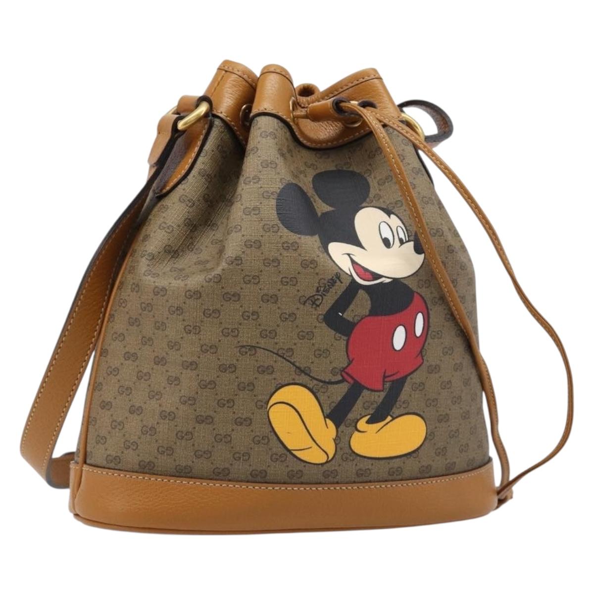GUCCI Micro GG Canvas Disney Mickey Mouse Bag PVC Beige Gold 602691 Auth 214243M