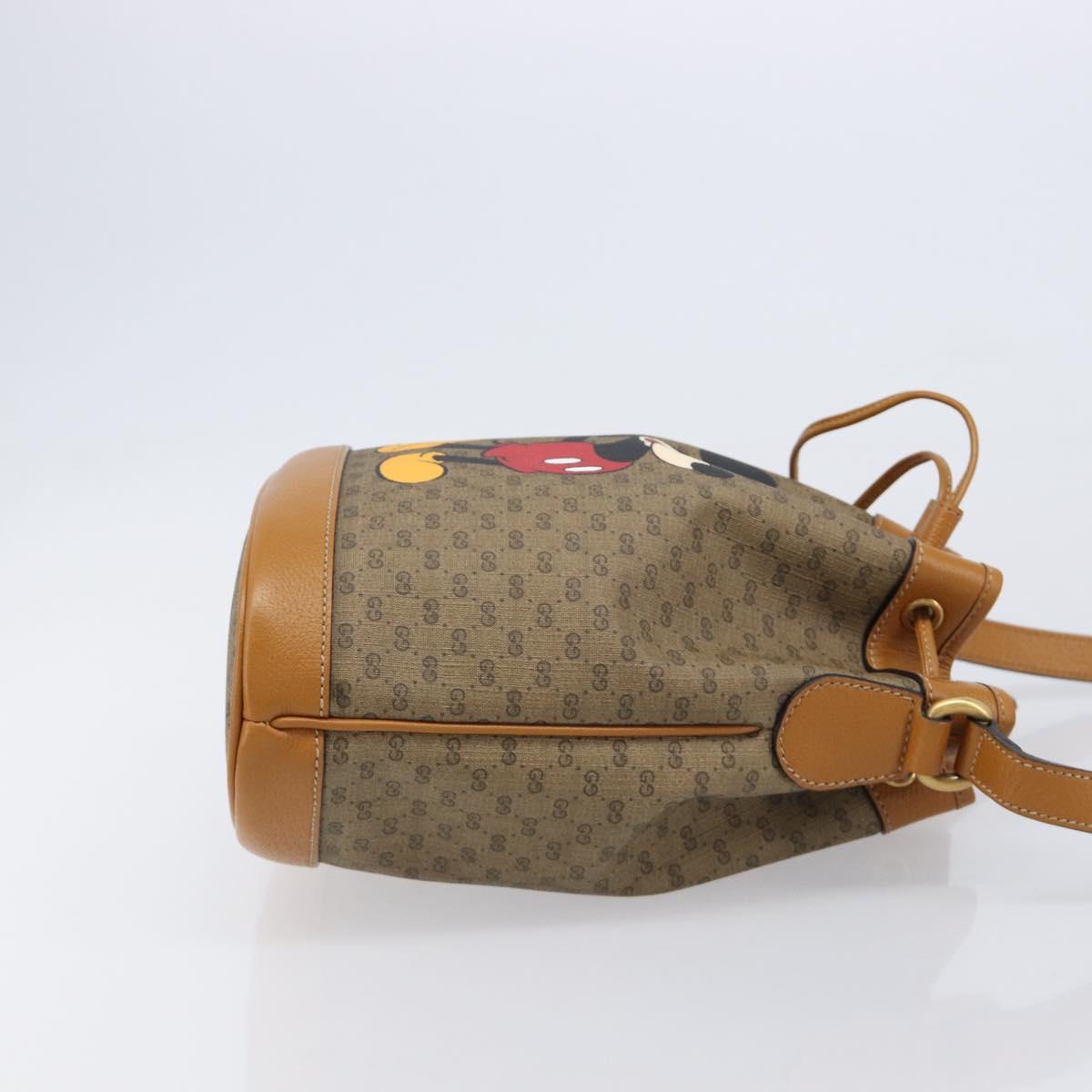 GUCCI Micro GG Canvas Disney Mickey Mouse Bag PVC Beige Gold 602691 Auth 214243M