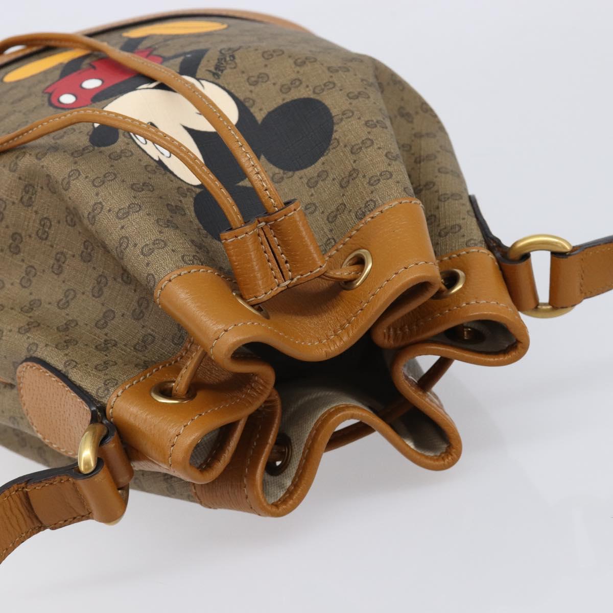 GUCCI Micro GG Canvas Disney Mickey Mouse Bag PVC Beige Gold 602691 Auth 214243M