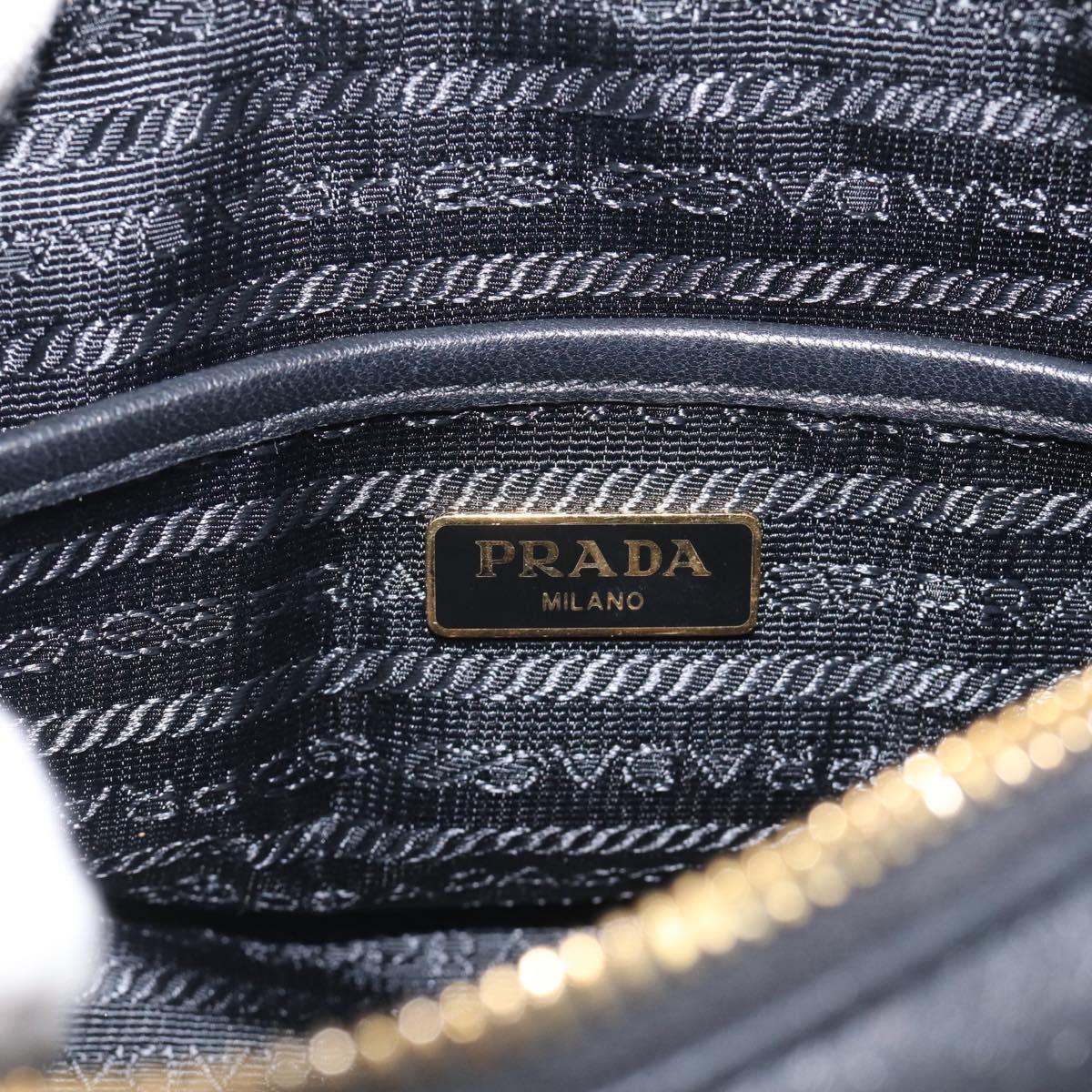 PRADA Gathered Chain Shoulder Bag Leather Black Gold Auth 214245V