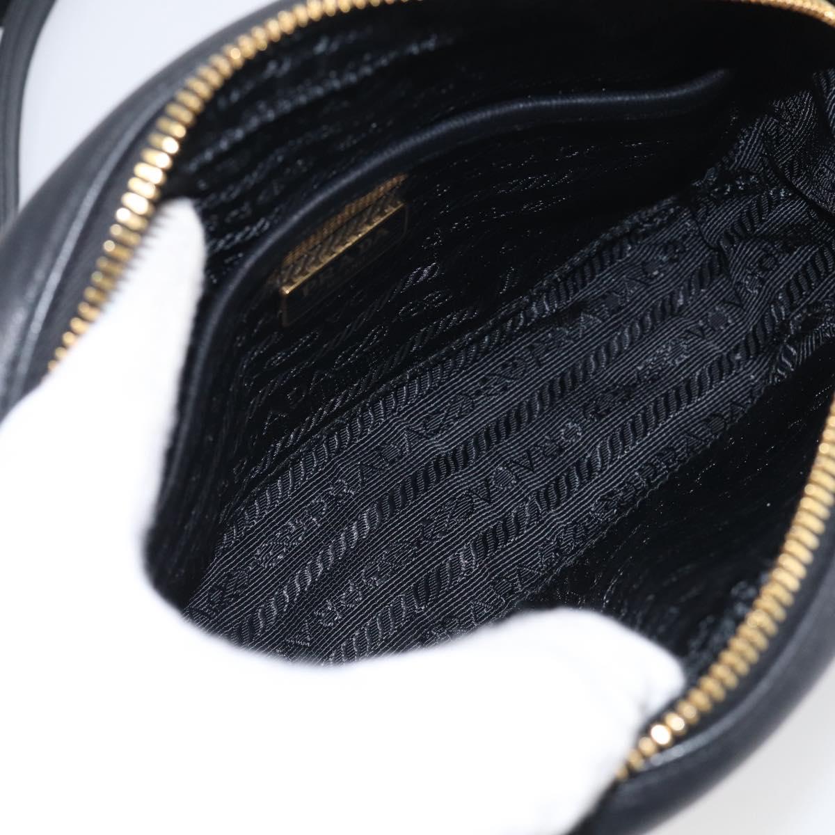 PRADA Gathered Chain Shoulder Bag Leather Black Gold Auth 214245V