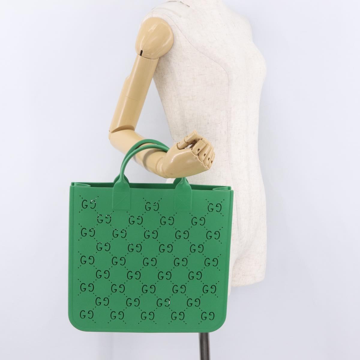 GUCCI GG Canvas Children's Tote Bag rubber Green 679365 Auth 214277M