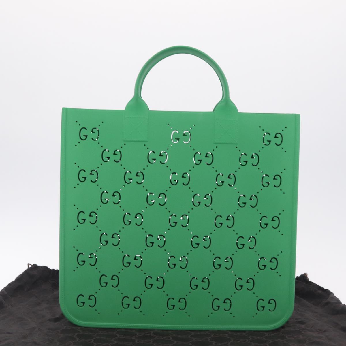 GUCCI GG Canvas Children's Tote Bag rubber Green 679365 Auth 214277M