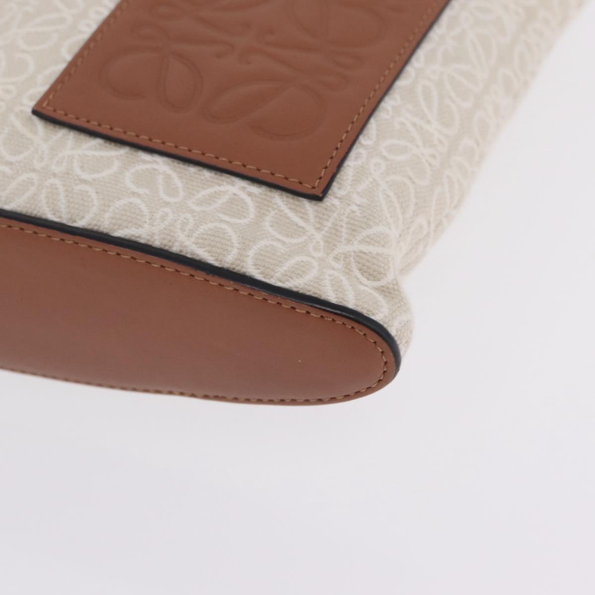 LOEWE Repeat Anagram Clutch Bag Canvas Beige Gold Auth 214287M