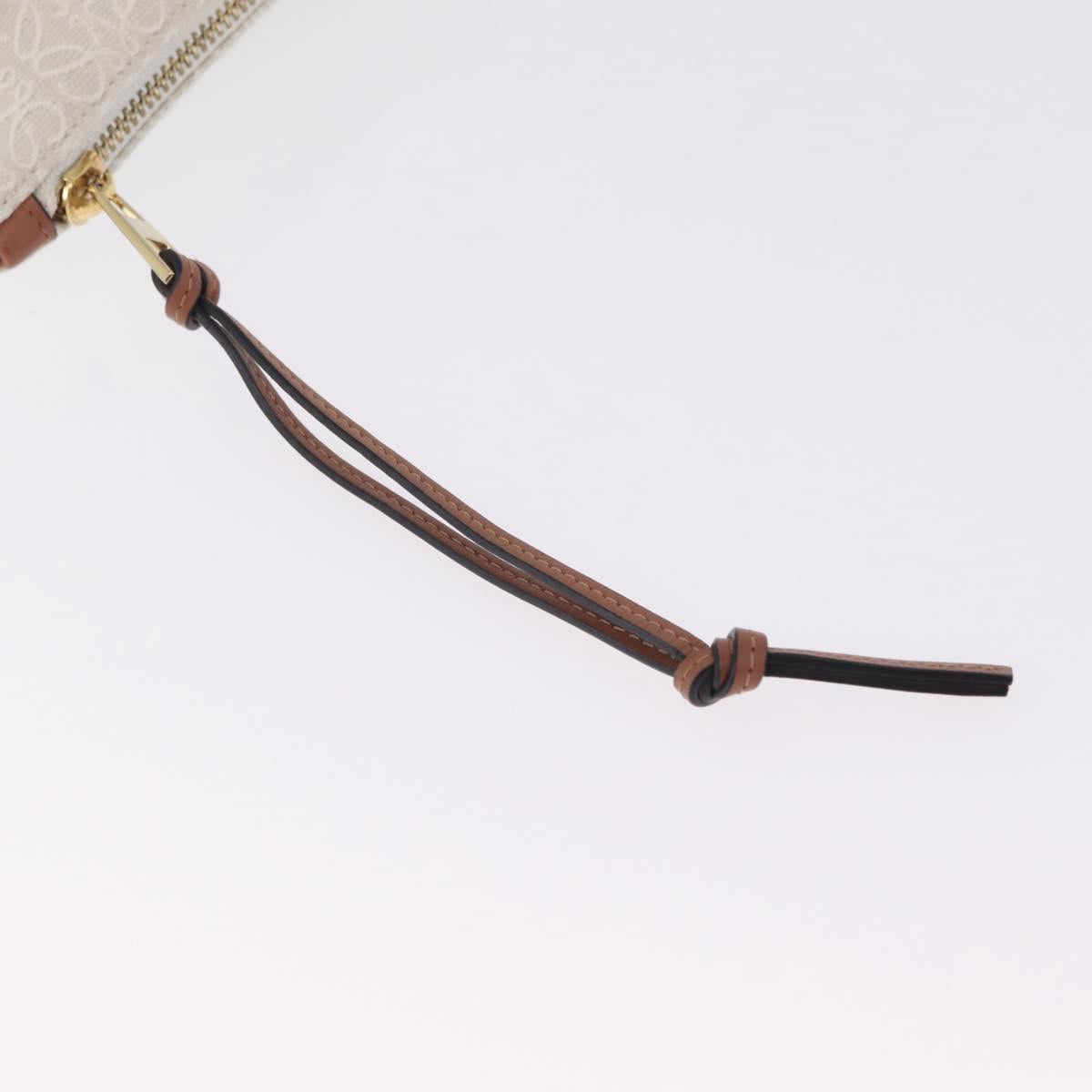 LOEWE Repeat Anagram Clutch Bag Canvas Beige Gold Auth 214287M