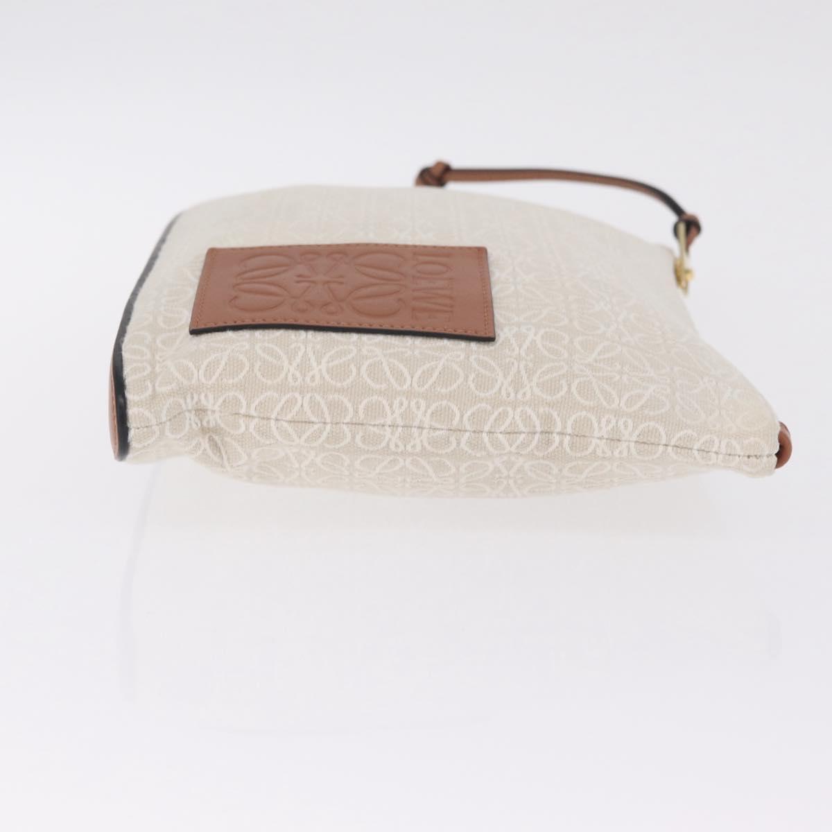 LOEWE Repeat Anagram Clutch Bag Canvas Beige Gold Auth 214287M