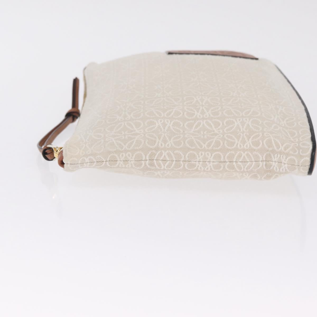 LOEWE Repeat Anagram Clutch Bag Canvas Beige Gold Auth 214287M