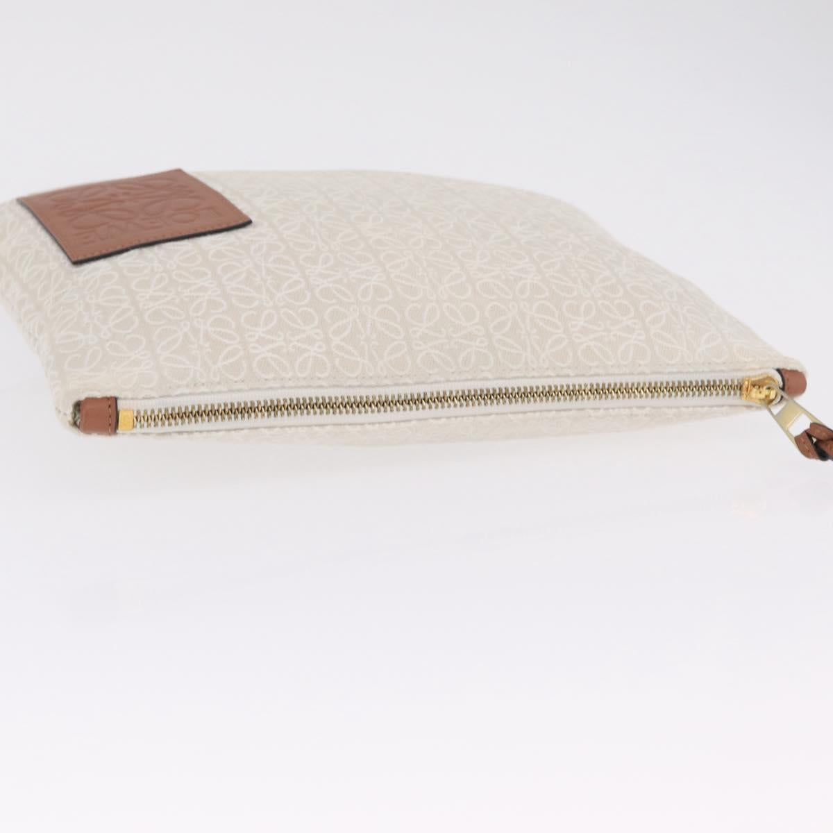 LOEWE Repeat Anagram Clutch Bag Canvas Beige Gold Auth 214287M