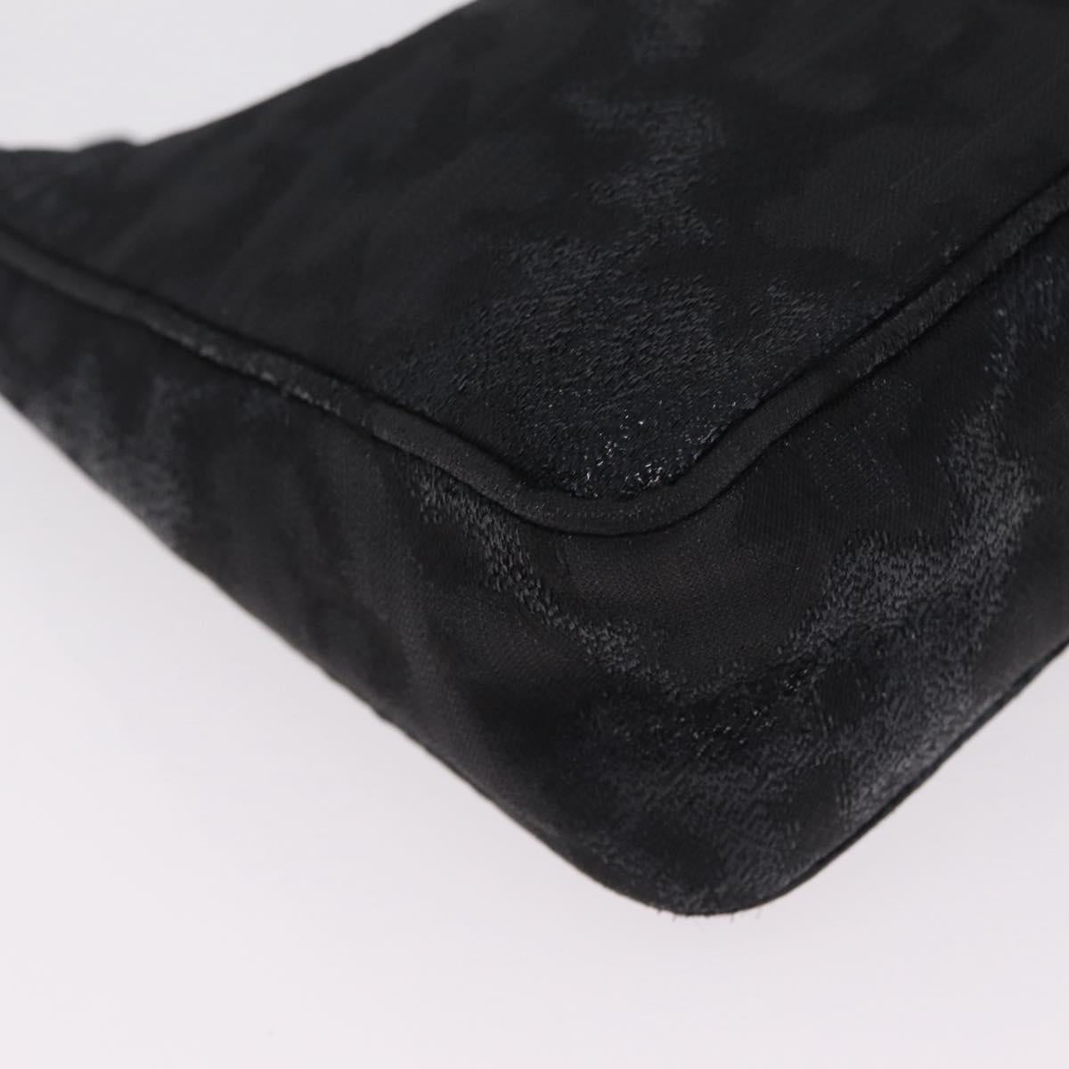 PRADA Hand Pouch Hand Bag Canvas Black Silver Auth 214304V