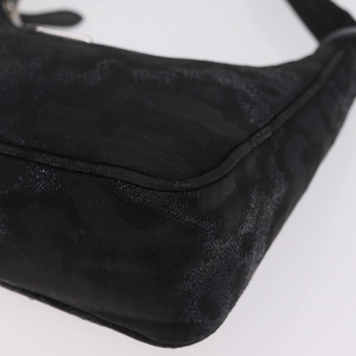 PRADA Hand Pouch Hand Bag Canvas Black Silver Auth 214304V