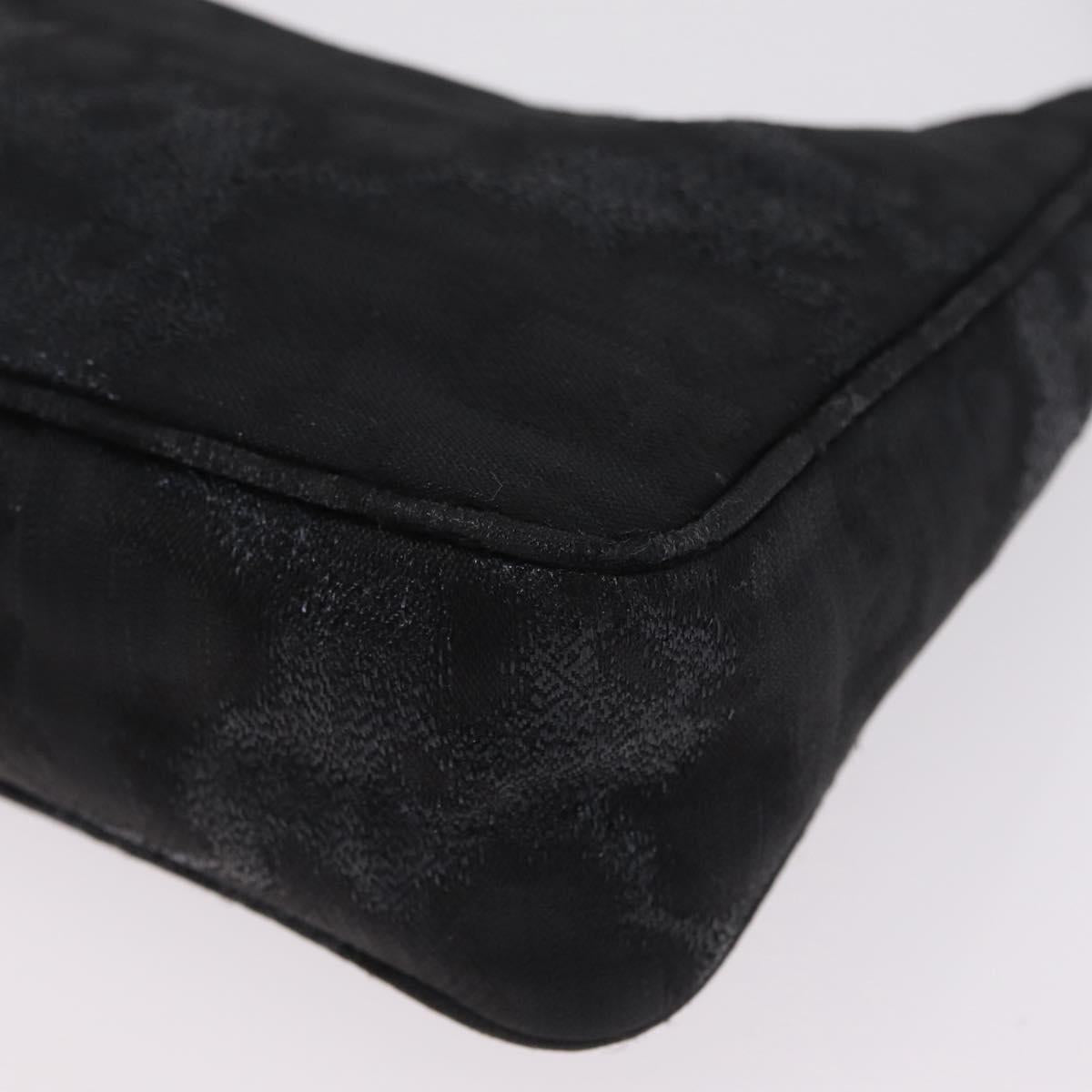 PRADA Hand Pouch Hand Bag Canvas Black Silver Auth 214304V