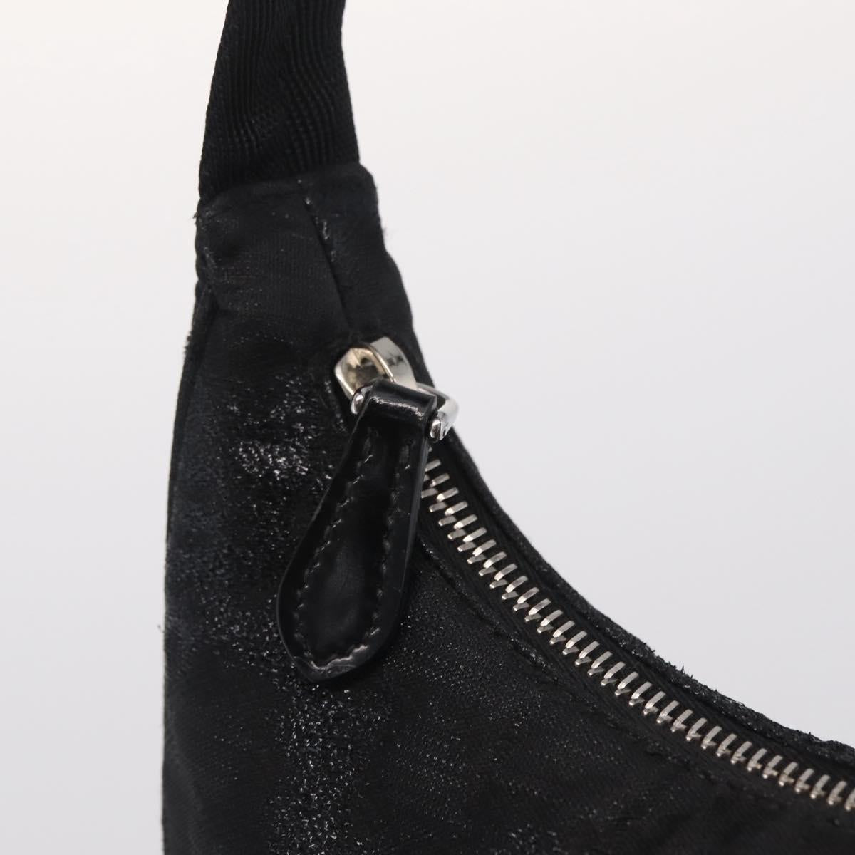 PRADA Hand Pouch Hand Bag Canvas Black Silver Auth 214304V