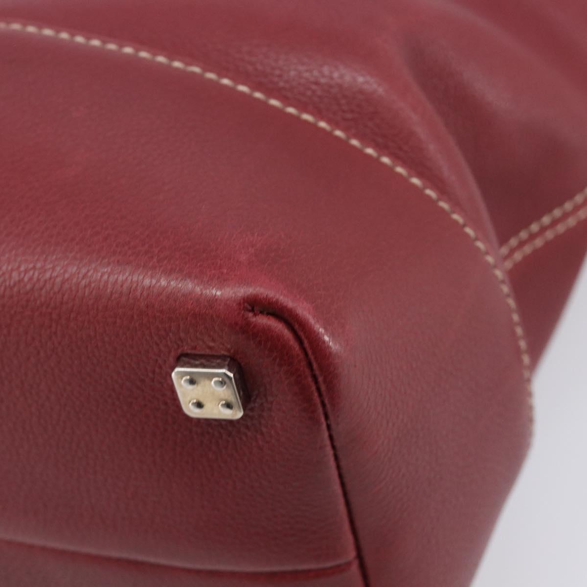 LOEWE Hand Bag Leather Bordeaux Silver Auth 214316A