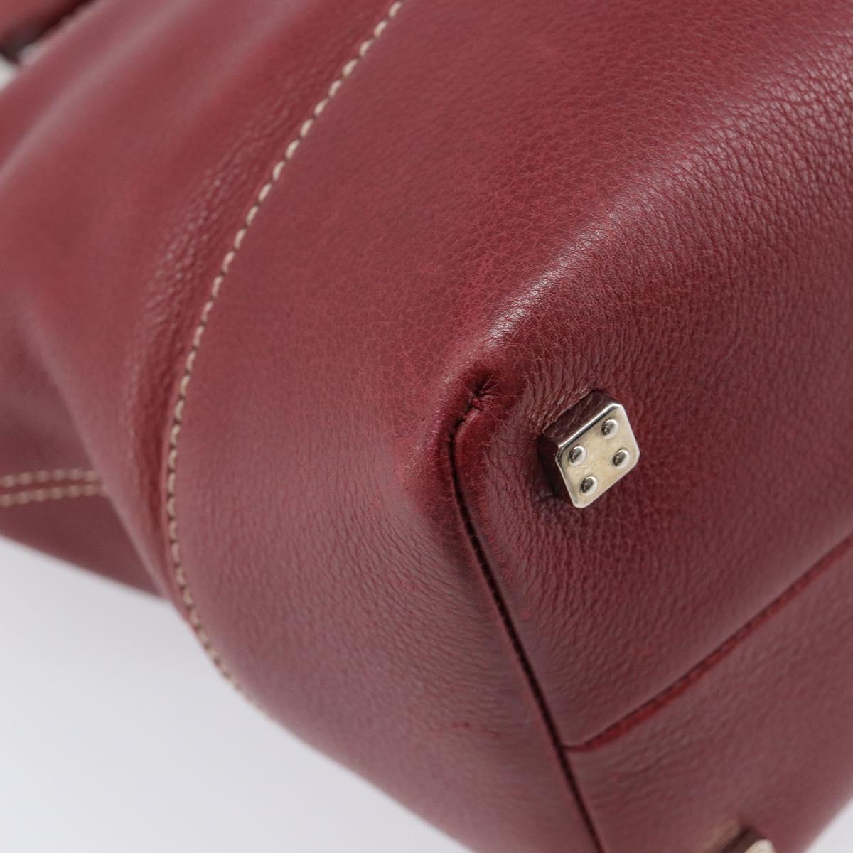LOEWE Hand Bag Leather Bordeaux Silver Auth 214316A