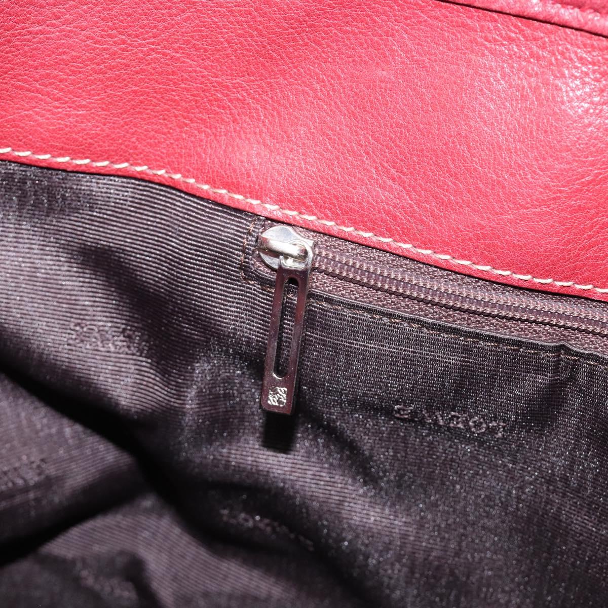 LOEWE Hand Bag Leather Bordeaux Silver Auth 214316A