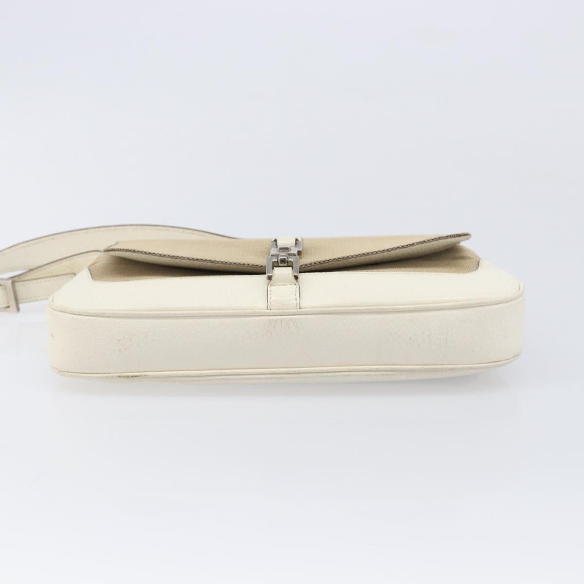 GUCCI Jackie Shoulder Bag Canvas Beige Silver 001 3824 Auth 214421A