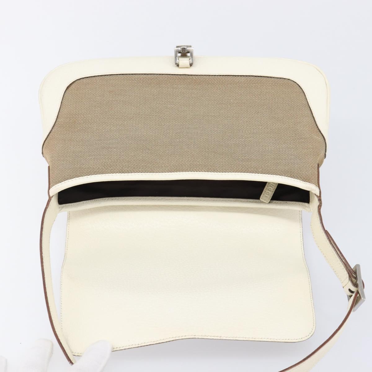 GUCCI Jackie Shoulder Bag Canvas Beige Silver 001 3824 Auth 214421A