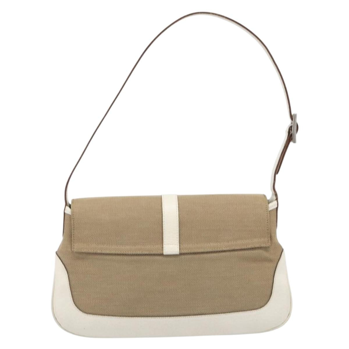 GUCCI Jackie Shoulder Bag Canvas Beige Silver 001 3824 Auth 214421A