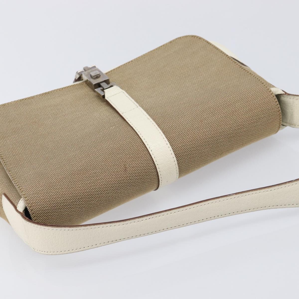 GUCCI Jackie Shoulder Bag Canvas Beige Silver 001 3824 Auth 214421A